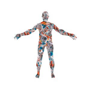 a human body made of microbiome and bacteria