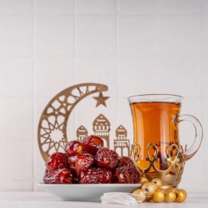 ramadan vibes tea and dates plate