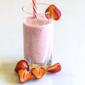kefir milkshake with strawberries antioxidants and probiotic